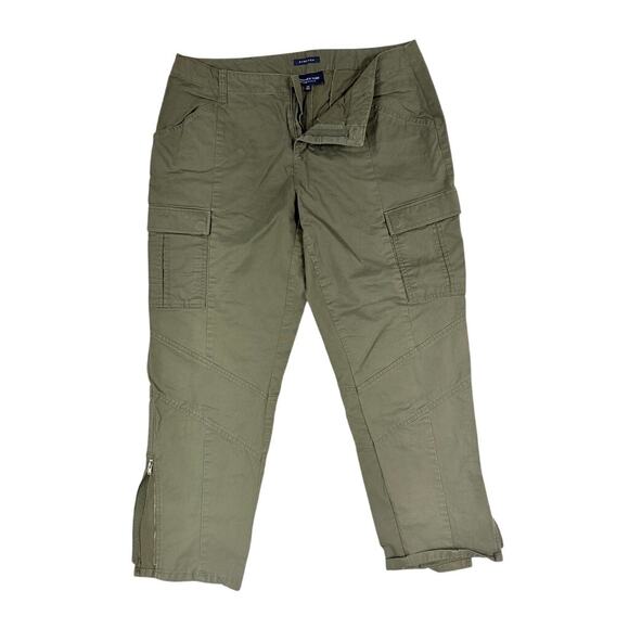 Jones New York Signature Woman Olive Green Stretch Cargo Pants Zip Ankle 14W - Picture 3 of 6
